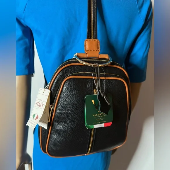 NWOT Rare Valentina Italian Ostrich Leather Backpack/Handle Bag. NWT Valentina Italian black leather | Mercari main image 4